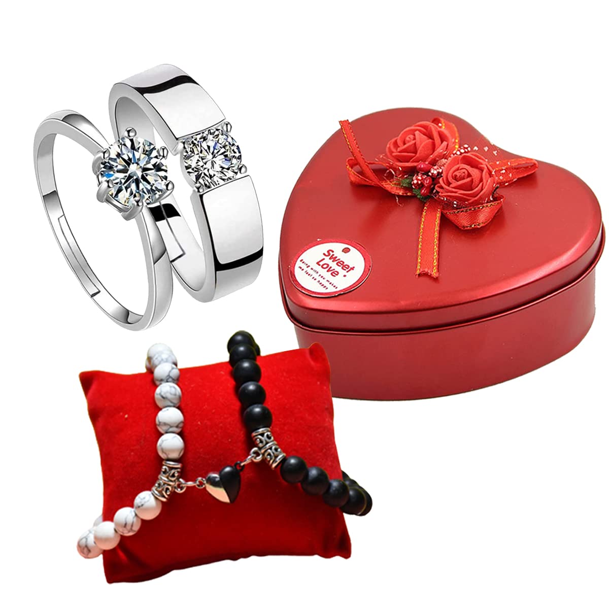 Amazon.com: Dcfywl731 Heart Matching Couples Bracelets for boyfriend  Girlfriend Black and White Bracelets Adjustable Jewelry Bracelet for women  men: Clothing, Shoes & Jewelry