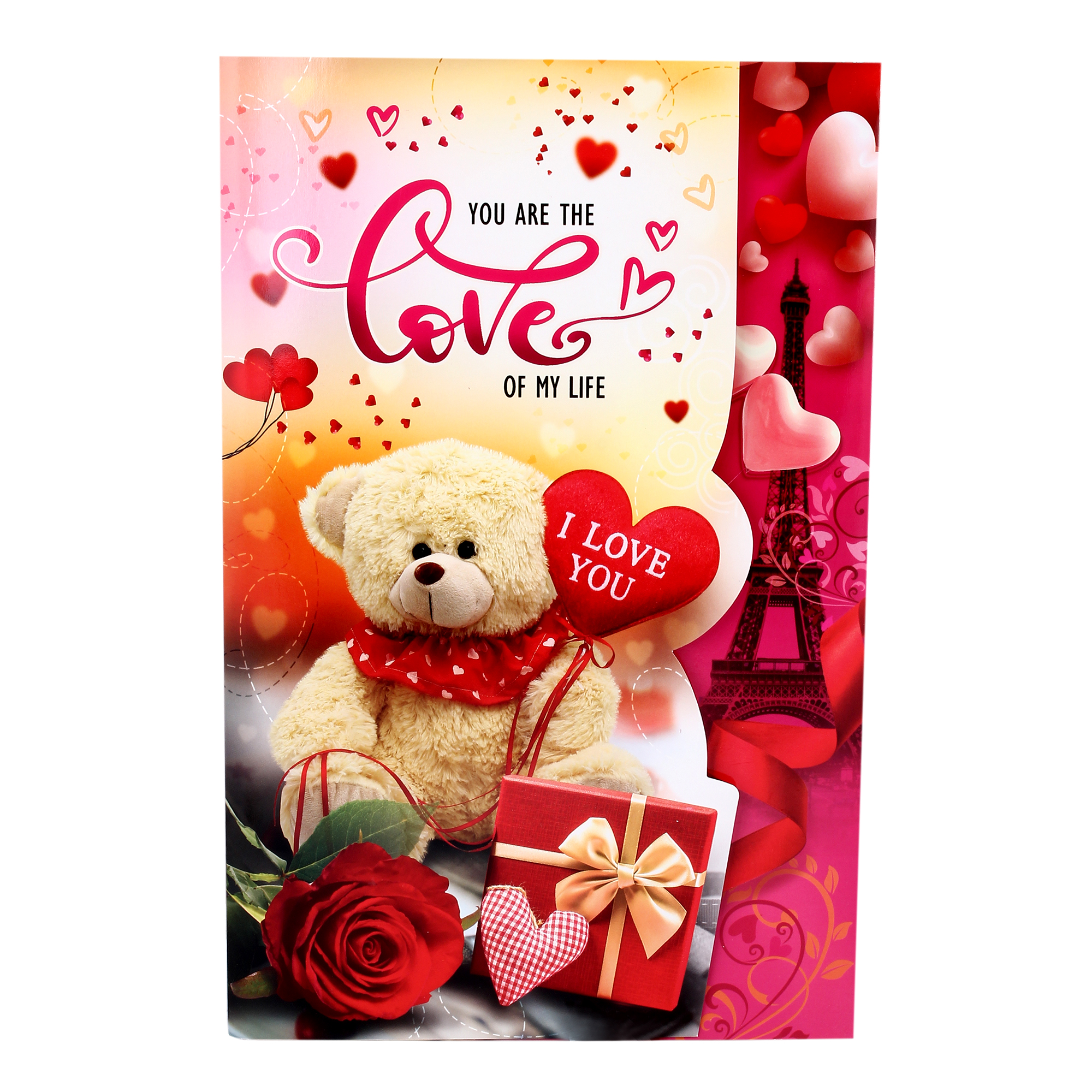 Valentine Gifts for Girlfriend - Teddy Bear, Love Greeting Card & Ferrero  Rocher Pack of 16 - Gift