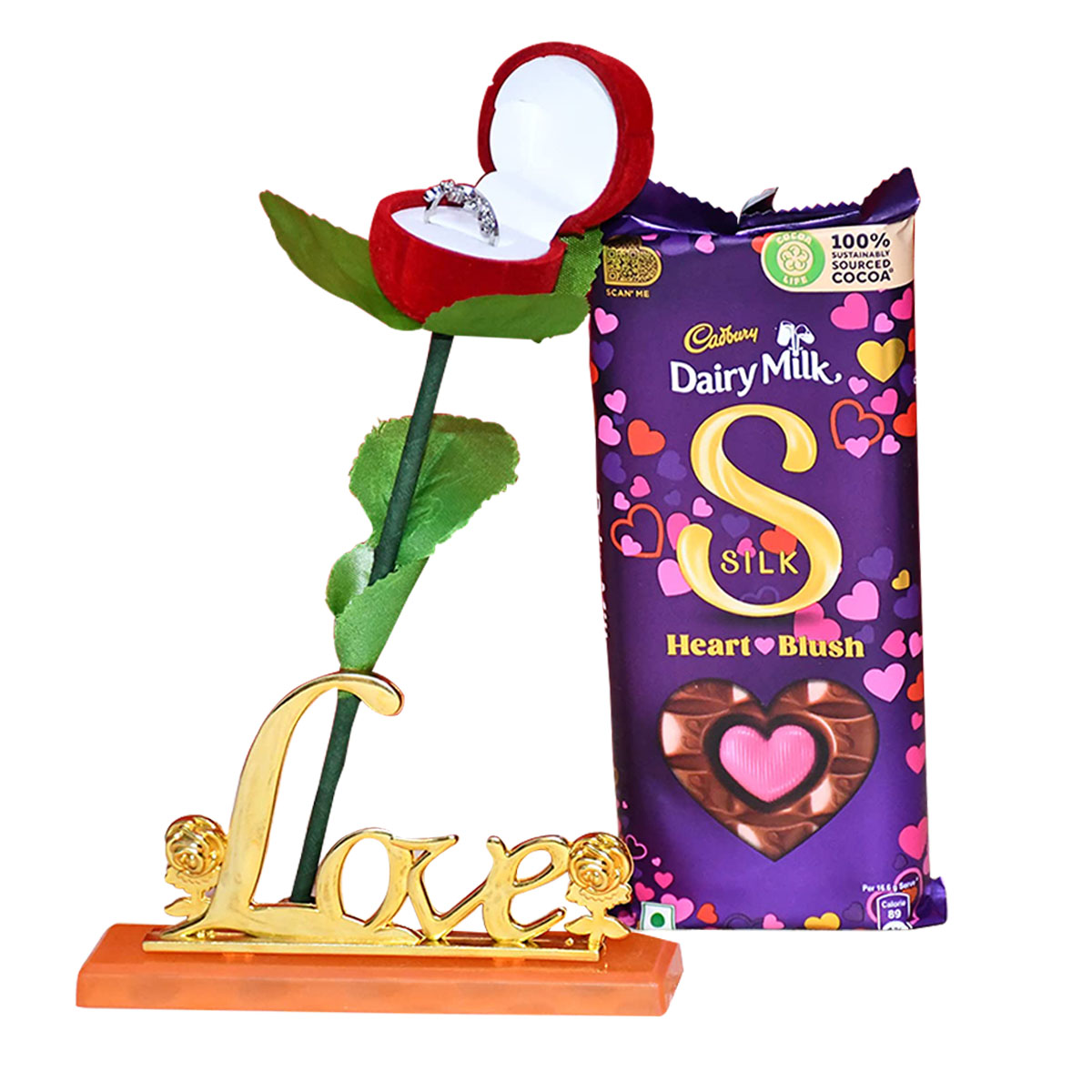 Valentine Day Gift for Girlfriend | Chocolate with Red Rose Ring Box