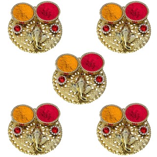 Ganesh ji Haldi Kumkum Platter for Pooja Return Gifts (Pack of 5)