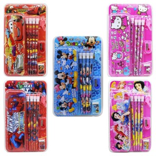 Pencil Case with Stationery - Return Gifts for Kids Birthday Party (Pack of 5)