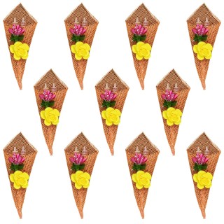 Bouquet Shape Jute Haldi Kumkum for Pooja and Wedding Return Gifts (Pack of 11)