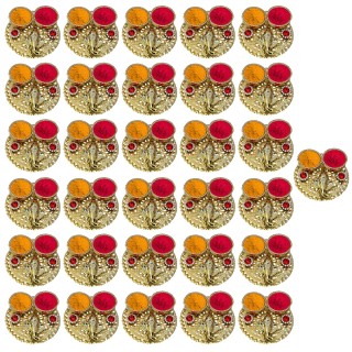 Ganesha Haldi Kumkum Thali for Puja Return Gifts (Pack of 31)