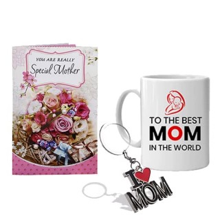 Unique Gift for Mother - Greeting Card For Mom, Coffee Mug & Mom Keychain