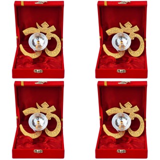 Om Diya with Velvet Gift Box (Pack of 4)