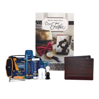 Father Greeting Card with Shaving Kit and Wallet