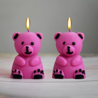 Scented Teddy Bear Soy Wax Candles for Valentine's Day, Candle Night Dinner, and Aromatherapy (Pack of 2)