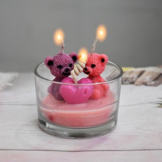 Couple Teddy Bear Jar Soy Wax Candles for Yoga, Meditation, and Stress Relief