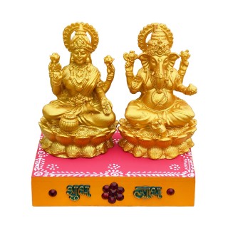 Lakshmi Ganesh Idol with Shubh Labh Chowki for Home, Lving Room, and Pooja Room