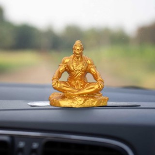 Golden Bahubali Hanuman Ji Murti for Car Dashboard