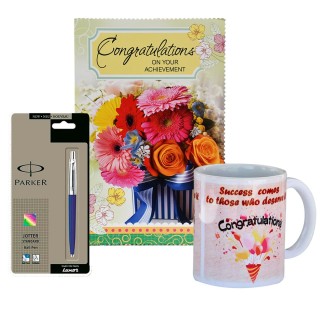 Congratulation Greeting card With Coffee Mug and Parker Pen