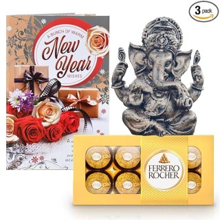 New Year Gift for Family & Friends - Ganesha Statue, Greeting Card, Chocolate Box