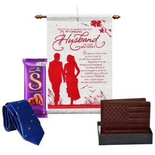 Best Gift for Husband - Scroll Card, Chocolate, Necktie, Mens Wallet