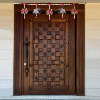 Lotus with Elephant Hanging Toran for Main Door, Home Mandir, Entrance Door