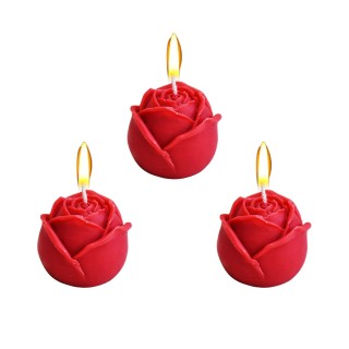 Scented Rose Bud Soy Wax Candles for Aromatherapy, Valentine's Day, and Date Night (Set of 3)