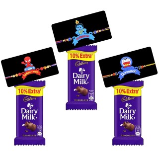 Rakhi Gift for Kids - Cartoon Rakhi for Kids Set of 3 with Chocolate Pack of 3