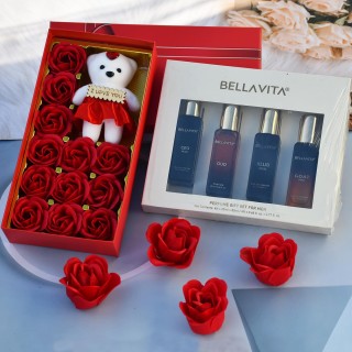 Romantic Gifts for Boyfriend and Husband - Bella Vita Perfume with Red Rose Gift Box