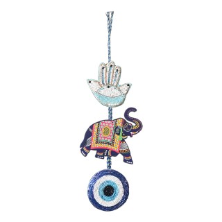 Elephant with Evil Eye Wall Hanging for Home and Office