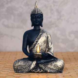 Buddha Statue with Tea Light Candle Holder for Home, Living Room