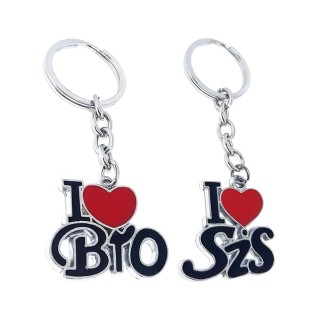 I Love Bro & Sis Keychain for Siblings